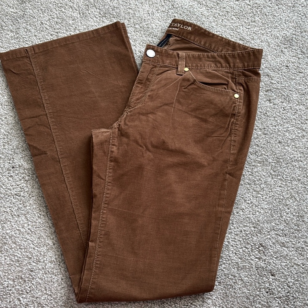 Ann Taylor Tan Corduroy Denim Boot Cut Pants, size 6
